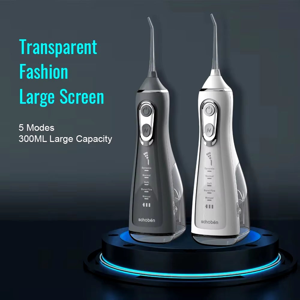 Oral Irrigator Tooth Scaler 5-Speed Adjustment Water Flosser Portable Dental Water Jet 350ML IPX6 Waterproof Teeth Cleaner