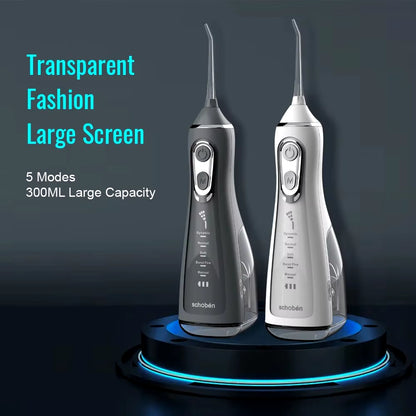 Oral Irrigator Tooth Scaler 5-Speed Adjustment Water Flosser Portable Dental Water Jet 350ML IPX6 Waterproof Teeth Cleaner